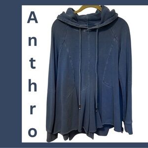 Anthropologie Pilcro and the Letterpress Flynn Pleated Blue Pullover Hoodie